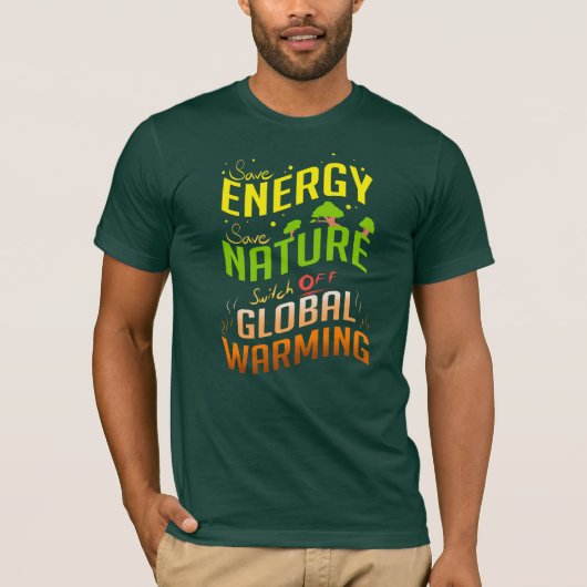 Energie besparen Natuur Klimaatverandering bespare T-shirt (Voorkant)