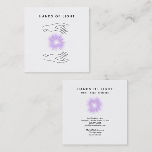 ** Energie Handen Bal van Reiki Healing Licht Vierkante Visitekaartje (Voorkant / Achterkant)