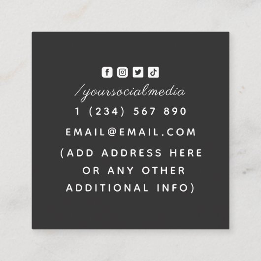 Energie-Healer Fortune Teller Moon & Rozen Floral Vierkante Visitekaartje (Achterkant)