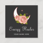 Energie-Healer Fortune Teller Moon & Rozen Floral Vierkante Visitekaartje (Voorkant)