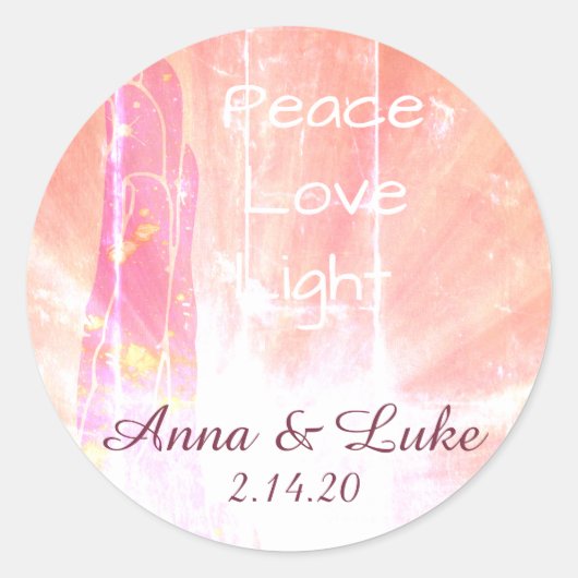 *~* Energie Healing Hand Vrede Liefde Licht Ronde Sticker (Voorkant)