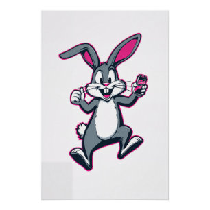 Energie Konijn Poster – Cute Konijn Kinderkamer Mu