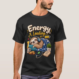 Energie Ladende Luiaard Grappig Slaperig Dier Lag T-shirt