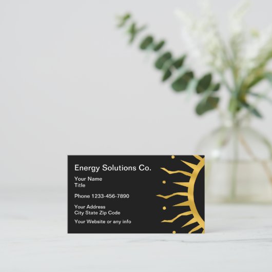 Energie Theme Sun Rays Visitekaartje (Staand voorkant)