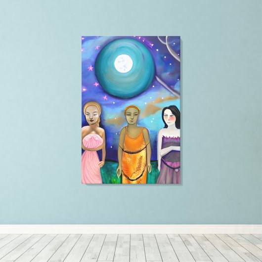 Energie van de maan | hemelkunstwerk canvas afdruk (Insitu (Houten vloer))