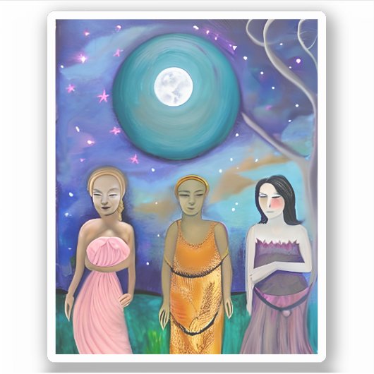 Energie van de maan | hemelkunstwerk sticker (Voorkant)