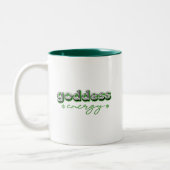 Energie van godin (groen) tweekleurige koffiemok (Links)
