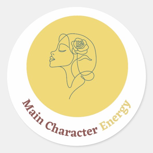 Energie van het hoofdpersonage ronde sticker (Voorkant)
