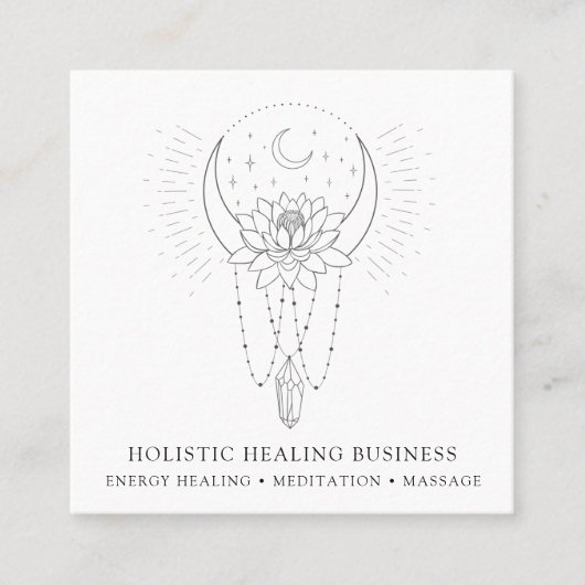 Energie-verwarmingsmoon Lotus Flower Crystal Vierkante Visitekaartje (Voorkant)