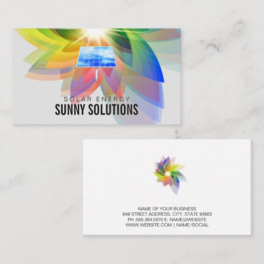 Energie | Zonnepanelen | digitale bloem Visitekaartje (Voorkant / Achterkant)