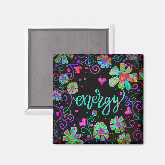Energie Zwarte Bloemen Inspirivity Magnet (Voorkant / Achterkant)