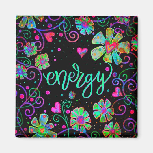 Energie Zwarte Bloemen Inspirivity Magnet (Voorkant)