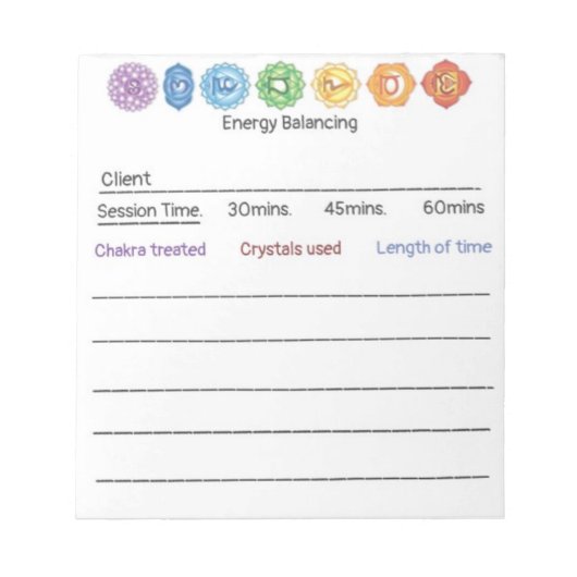 Energiebalans Crystal Chakra Notitieblok (Voorkant)