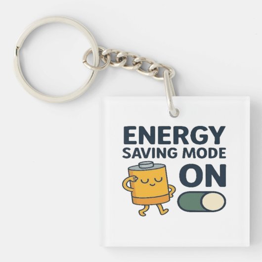 Energiebesparende Modus Aan- Grappige Batterij Lui Sleutelhanger (voorkant)