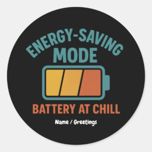 Energiebesparende modus Batterij bij Chill Retro G Ronde Sticker