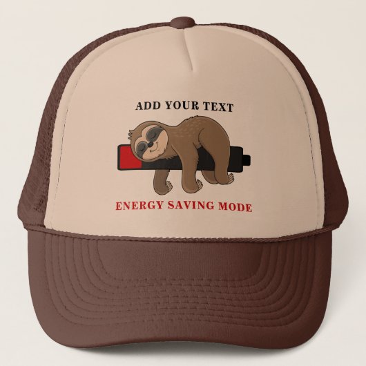 Energiebesparende modus | Funny Sloth Sjabloon Trucker Pet (Voorkant)