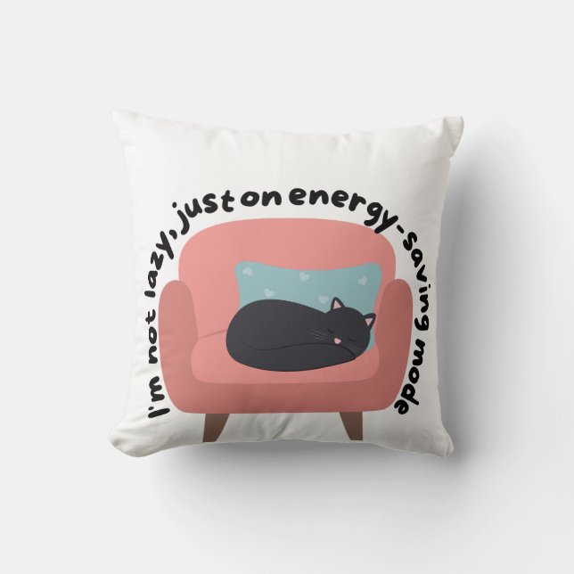 Energiebesparende Modus Kat Ontwerp - Cozy & Herke Kussen (Voorkant)