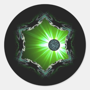 Energiebol door het fractale portaal ronde sticker