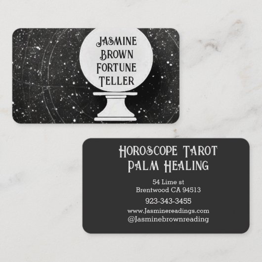 Energiegelaar Crystal ball antiek grijs psychisch Visitekaartje (Voorkant / Achterkant)