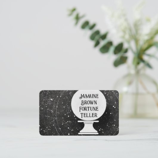 Energiegelaar Crystal ball antiek grijs psychisch Visitekaartje (Staand voorkant)