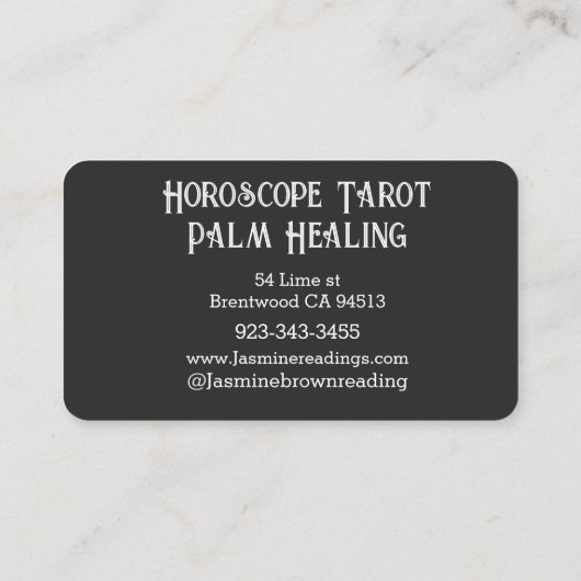 Energiegelaar Crystal ball antiek grijs psychisch Visitekaartje (Achterkant)