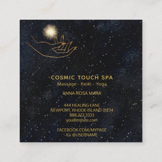 *~* Energieherstel | Goud kosmische strengen Vierkante Visitekaartje (Achterkant)