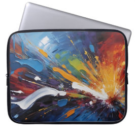 Energieke Abstract Kleurrijke Explosie Impasto Laptop Sleeve