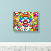 energieke April Fools’ Day kaart Canvas Afdruk (Insitu (Houten vloer))