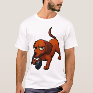 Energieke dachshond halter komische motivatie t-shirt