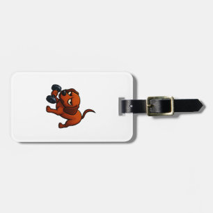 Energieke dachshund halters stripverhaal motivatie bagagelabel