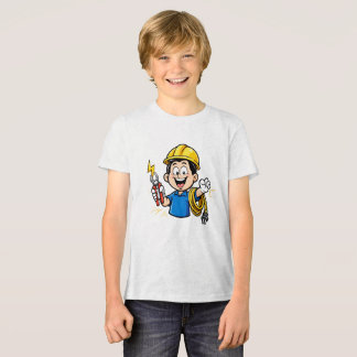 Energieke elektricien mascotte bliksem cartoon kun Tri-Blend shirt