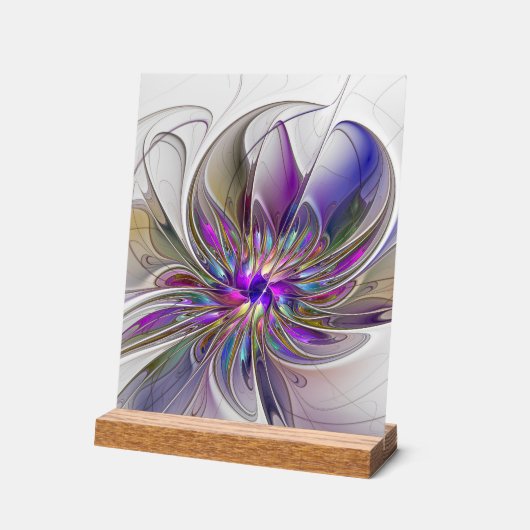 Energieke, kleurrijke abstracte fractale kunst blo acryl bord (Hoek)