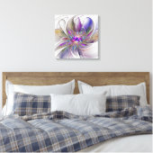 Energieke, kleurrijke abstracte fractale kunst blo canvas afdruk (Insitu (Slaapkamer))