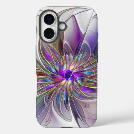 Energieke, kleurrijke abstracte fractale kunst blo iPhone 16 hoesje