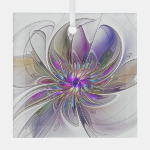 Energieke, kleurrijke abstracte fractale kunst blo glas ornament