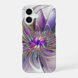 Energieke, kleurrijke abstracte fractale kunst blo iPhone 16 hoesje