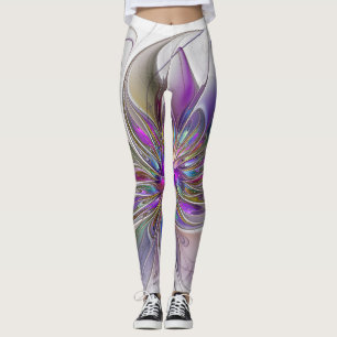 Energieke, kleurrijke abstracte fractale kunst blo leggings