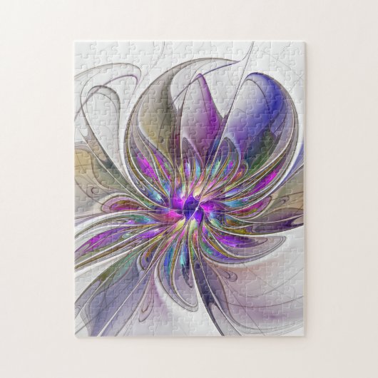 Energieke, kleurrijke abstracte fractale kunst blo legpuzzel (Verticaal)