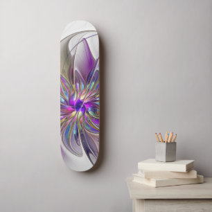 Energieke, kleurrijke abstracte fractale kunst blo persoonlijk skateboard