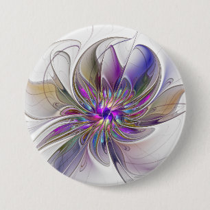 Energieke, kleurrijke abstracte fractale kunst blo ronde button 7,6 cm