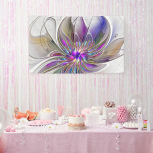 Energieke, kleurrijke abstracte fractale kunst blo spandoek