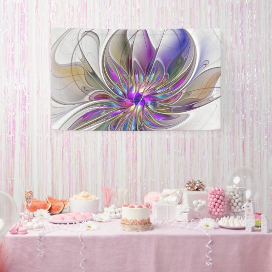Energieke, kleurrijke abstracte fractale kunst blo spandoek (Feest)