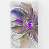 Energieke, kleurrijke abstracte fractale kunst blo spandoek (Verticaal)