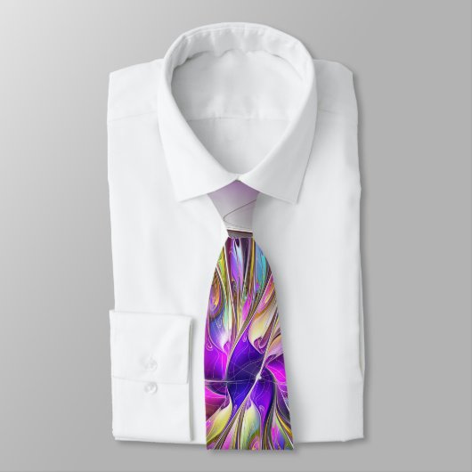 Energieke, Kleurrijke Abstracte Fractale Kunst Blo Stropdas (Gebonden)