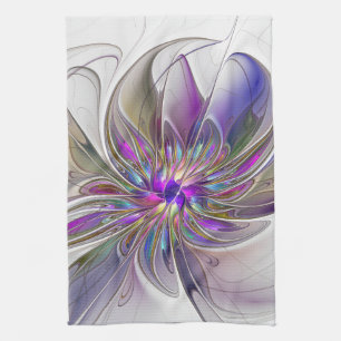 Energieke, kleurrijke abstracte fractale kunst blo theedoek