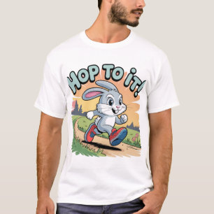 Energieke konijn in het ontwerp van hardloopschoen t-shirt
