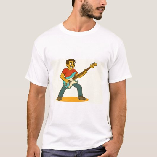 Energieke man die bas speelt t-shirt (Voorkant)