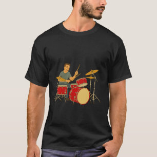 Energieke man die drums speelt t-shirt