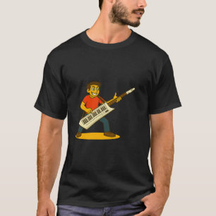 Energieke man speelt keytar t-shirt