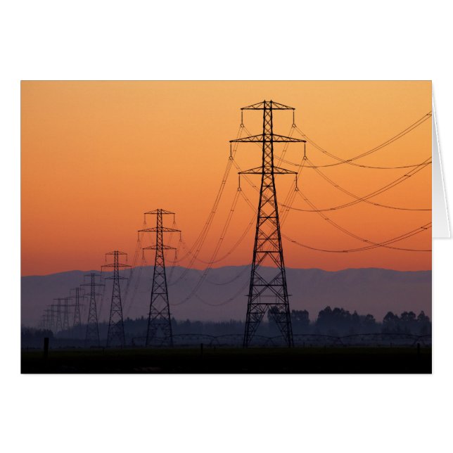 Energiemasten bij zonsondergang (Voorkant Horizontaal)